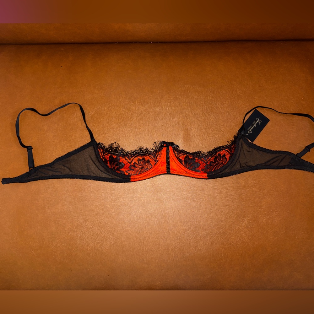Frederick's of Hollywood Lace Bra Black and Orange
